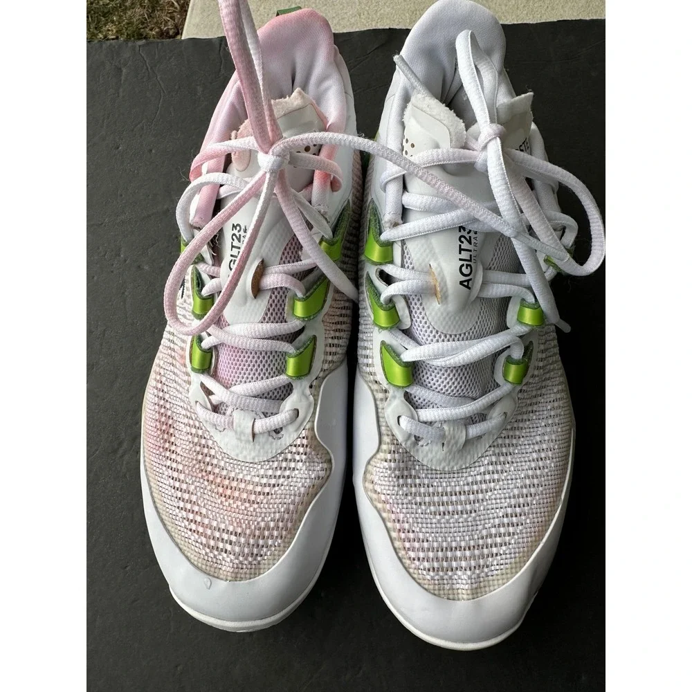 Lacoste Aglt23 Ultra White Green Pink Men's Tennis Shoes Sneakers Size 9 See Pic